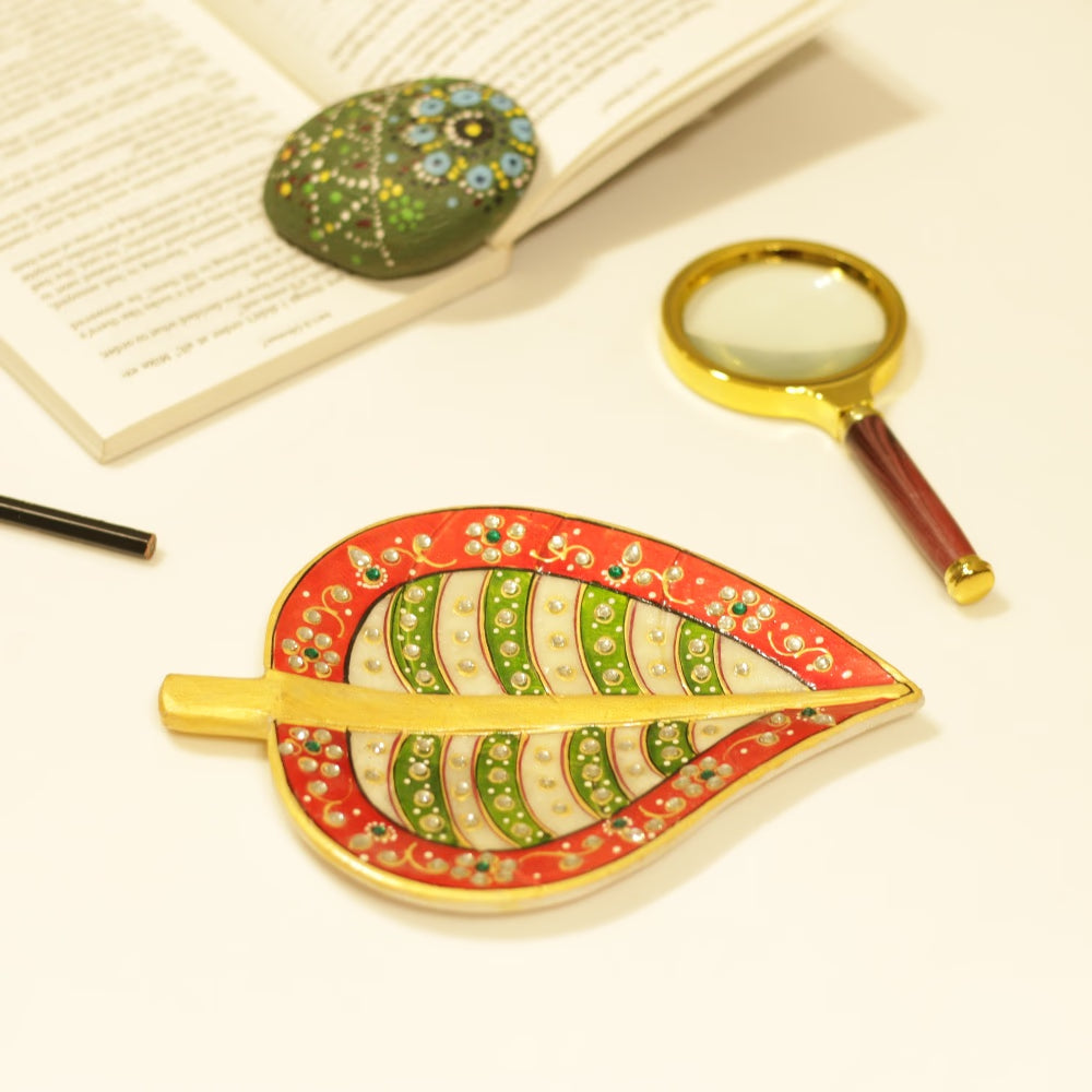 Marble Condiments Serving Leaf Platter