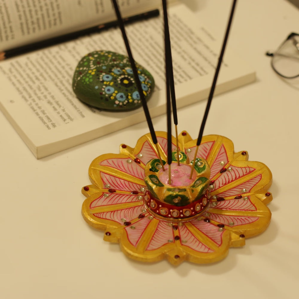Marble Floral Agarbatti Stand