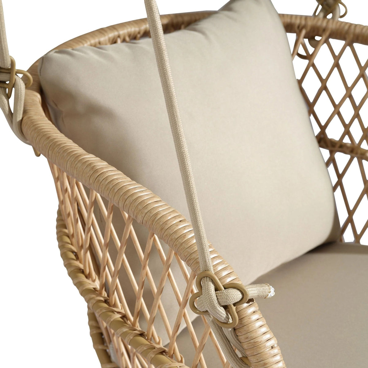 Woven Hanging Swing Chair – Single Seat Outdoor Hanging Chair with Cushion