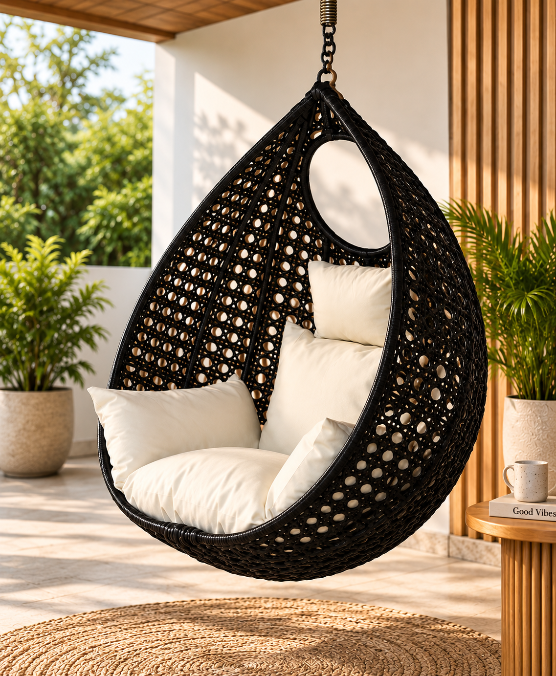 Woven Hanging Egg Chair – Indoor & Outdoor Cocoon Swing Chair