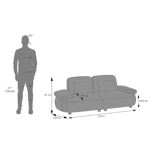 Modern 3-Seater Fabric Sofa with Cushioned Backrest