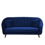Modern Mid-Century 3-Seater Sofa with Cushions & Wooden Legs