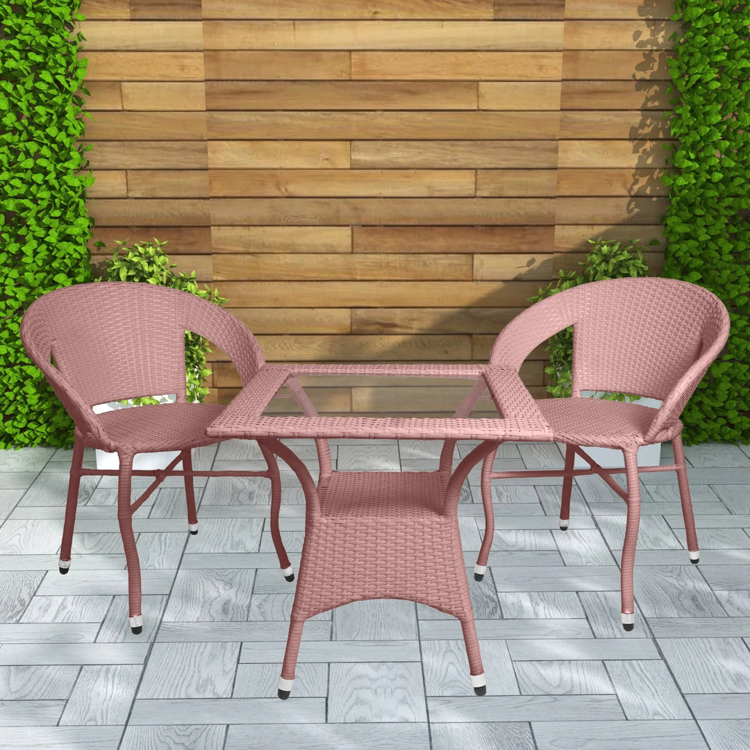 Outdoor Patio Seating Set – 2 Chairs & 1 Round Table