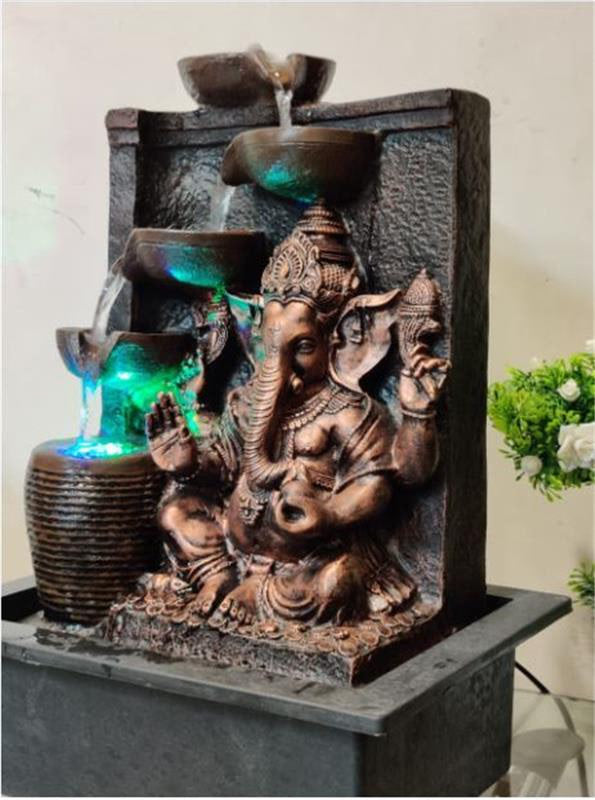 Copper Polished Lord Ganesh Decorative Fountain