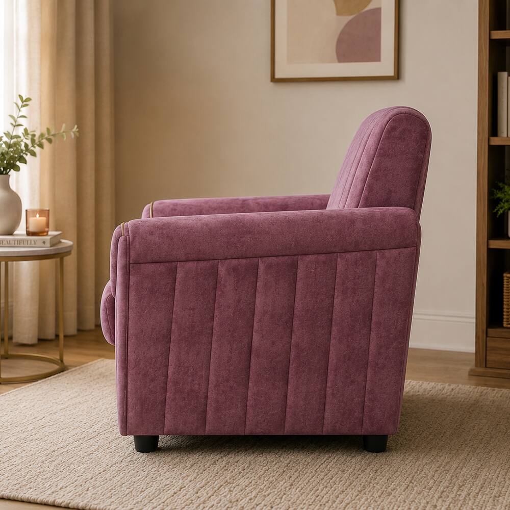 Modern Vertical Channel Tufted Armchair – Upholstered Accent Lounge Chair