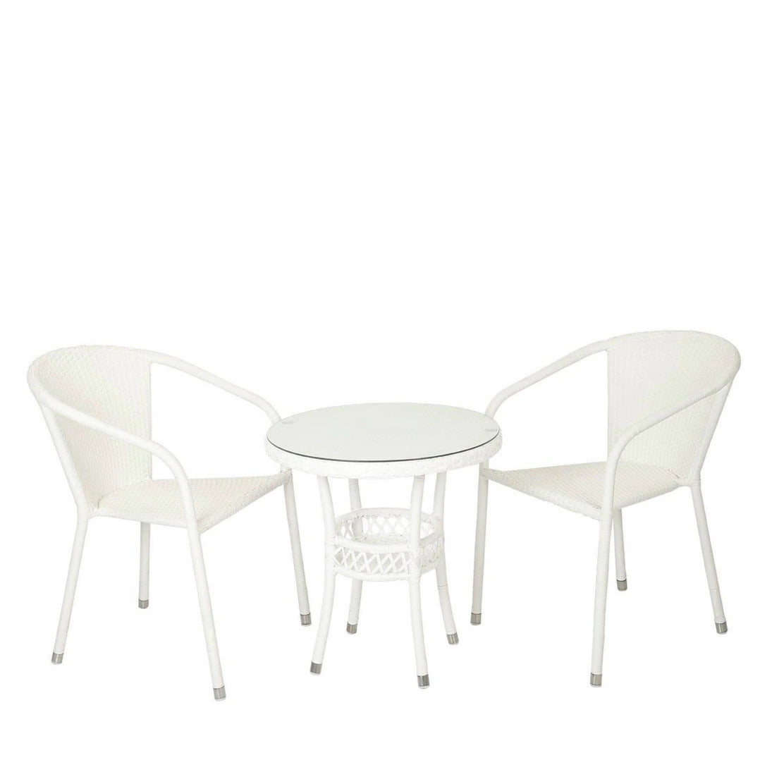 Outdoor Patio Dining Set – 2 Chairs & Round Table