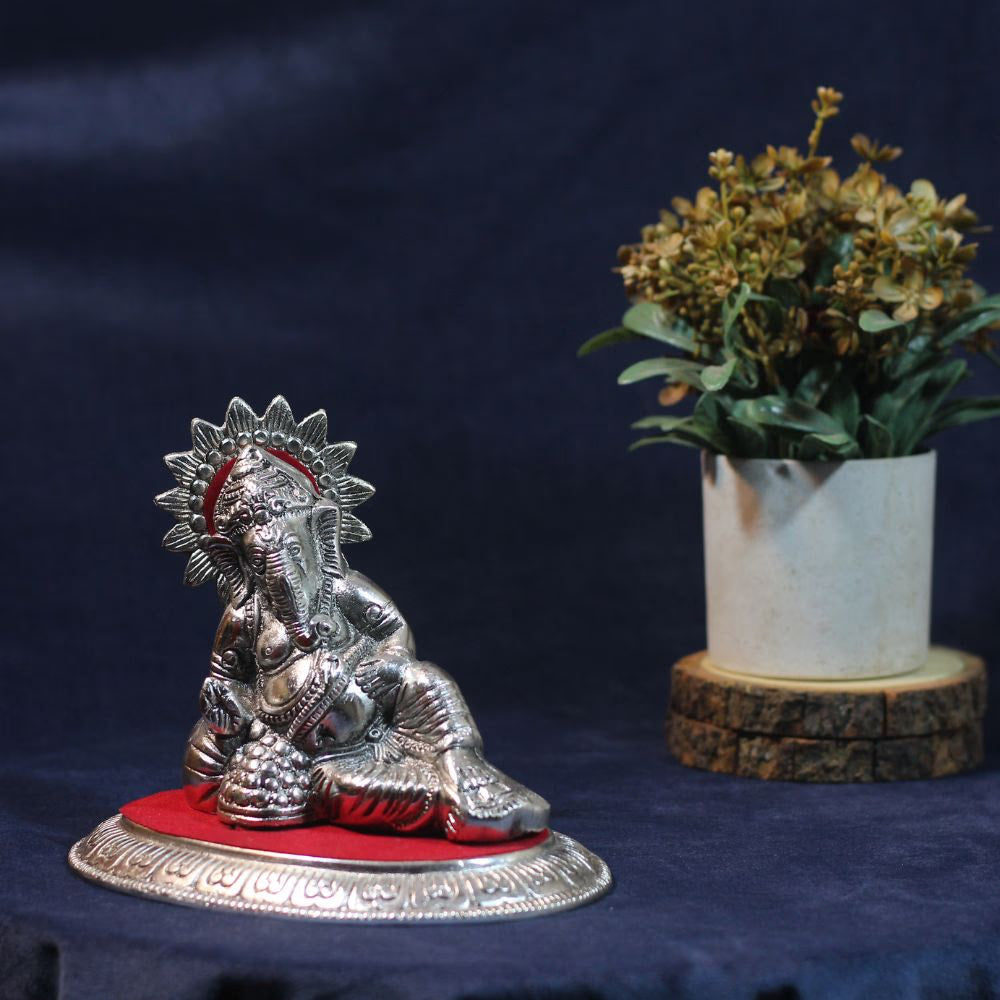 Metal Lete Ganesh — Handcrafted Reclining Ganesha Figurine