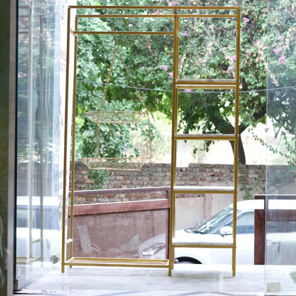 METAL RACK WITH BASKET AND MARBLE TOP