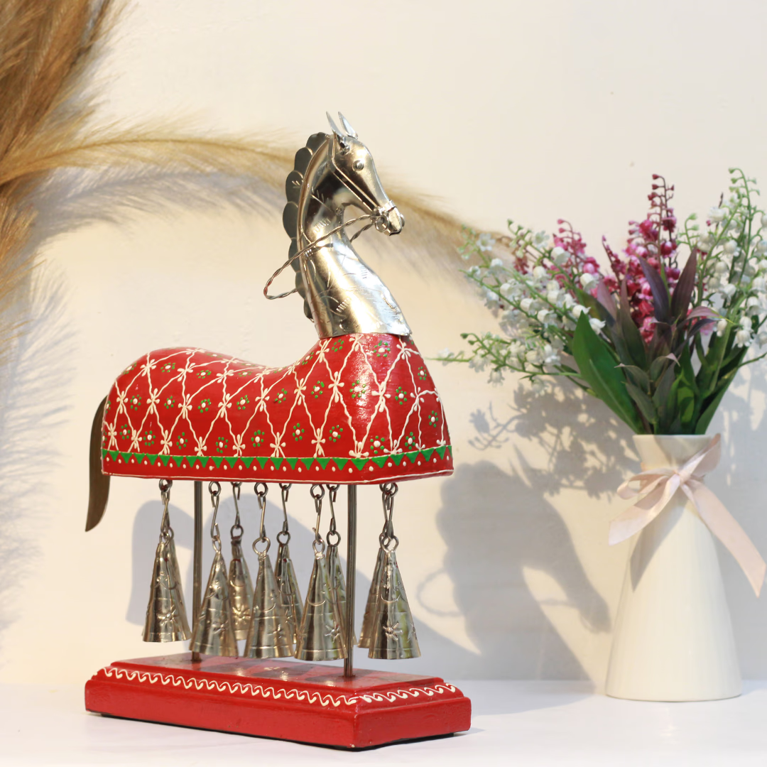 Wooden 10 Bell Horse | 21 inches | Handcrafted Indian Decorative Showpiece