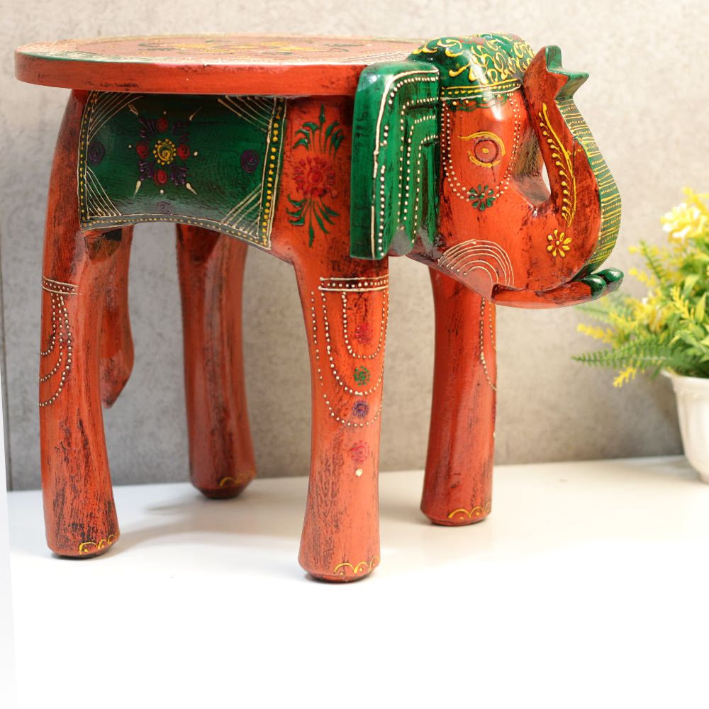 10' Wooden Colorful Elephant Stool