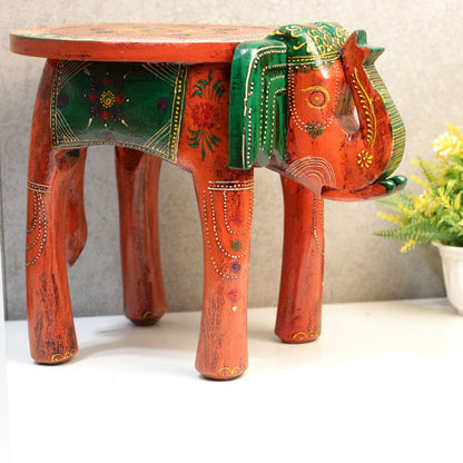 10' Wooden Colorful Elephant Stool