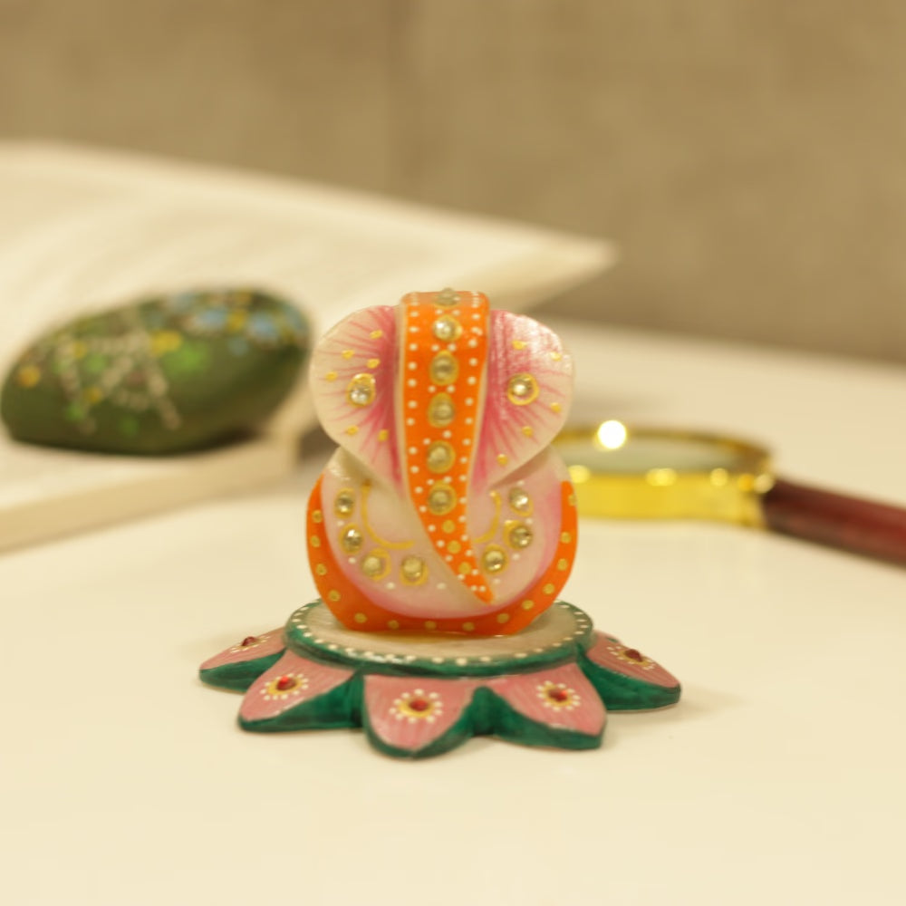 Marble Ganesh on Lotus