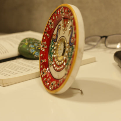 Marble Symmetric Peacock Table Clock