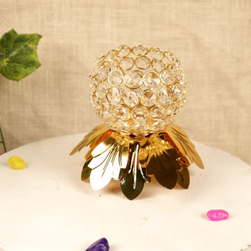 Crystal Flower Diya – Elegant Decorative Glass Diya for Festive & Home Décor