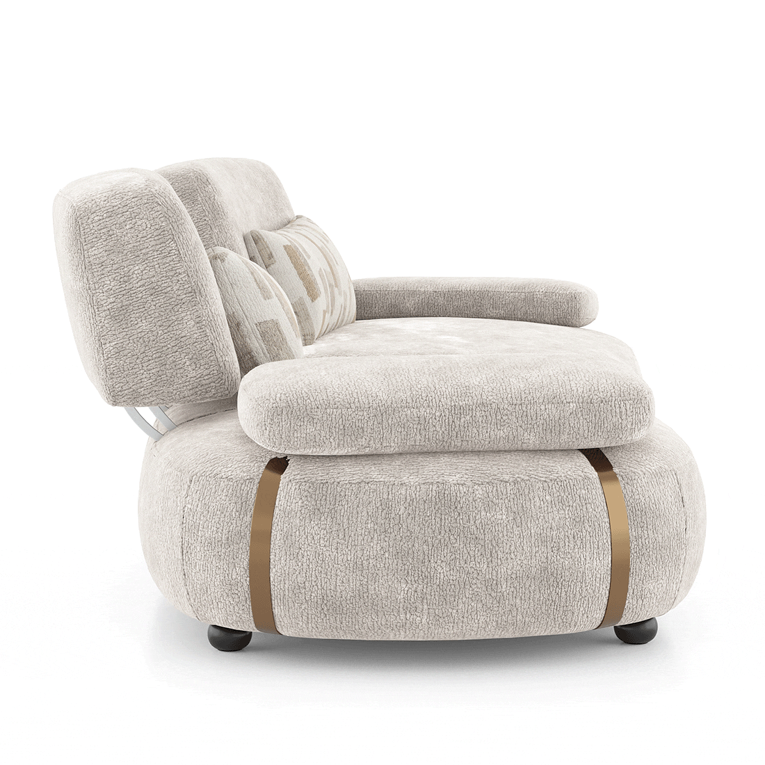 Modern 3-Seater Fabric Sofa with Cushioned Backrest
