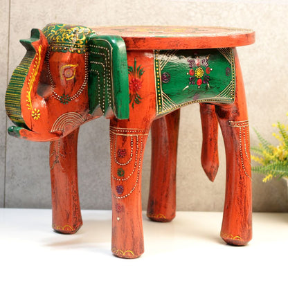 10' Wooden Colorful Elephant Stool