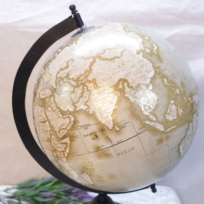 Handcrafted White Globe 16-Inch Decorative Wall Mirror – Elegant Home Décor Accent