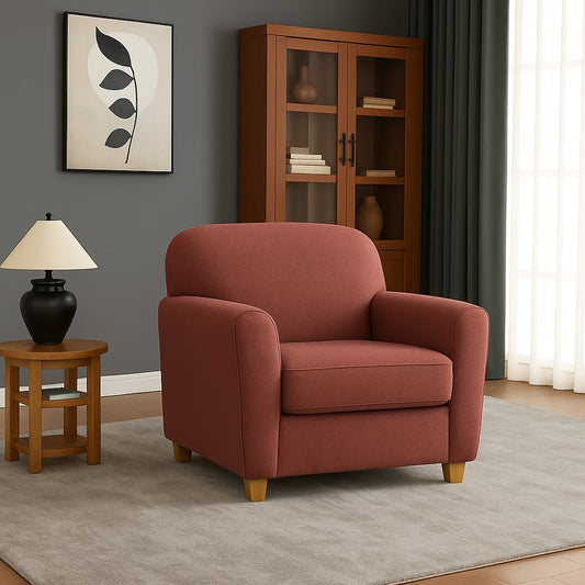 Modern Upholstered 1-Seater Armchair – Padded Living Room Accent Chair