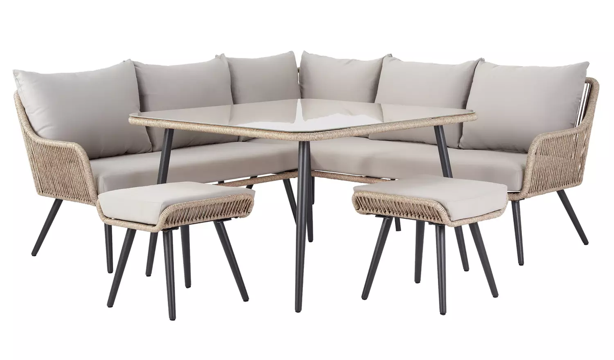 Outdoor Patio Conversation Set | Sectional Sofa, Coffee Table & Ottomans
