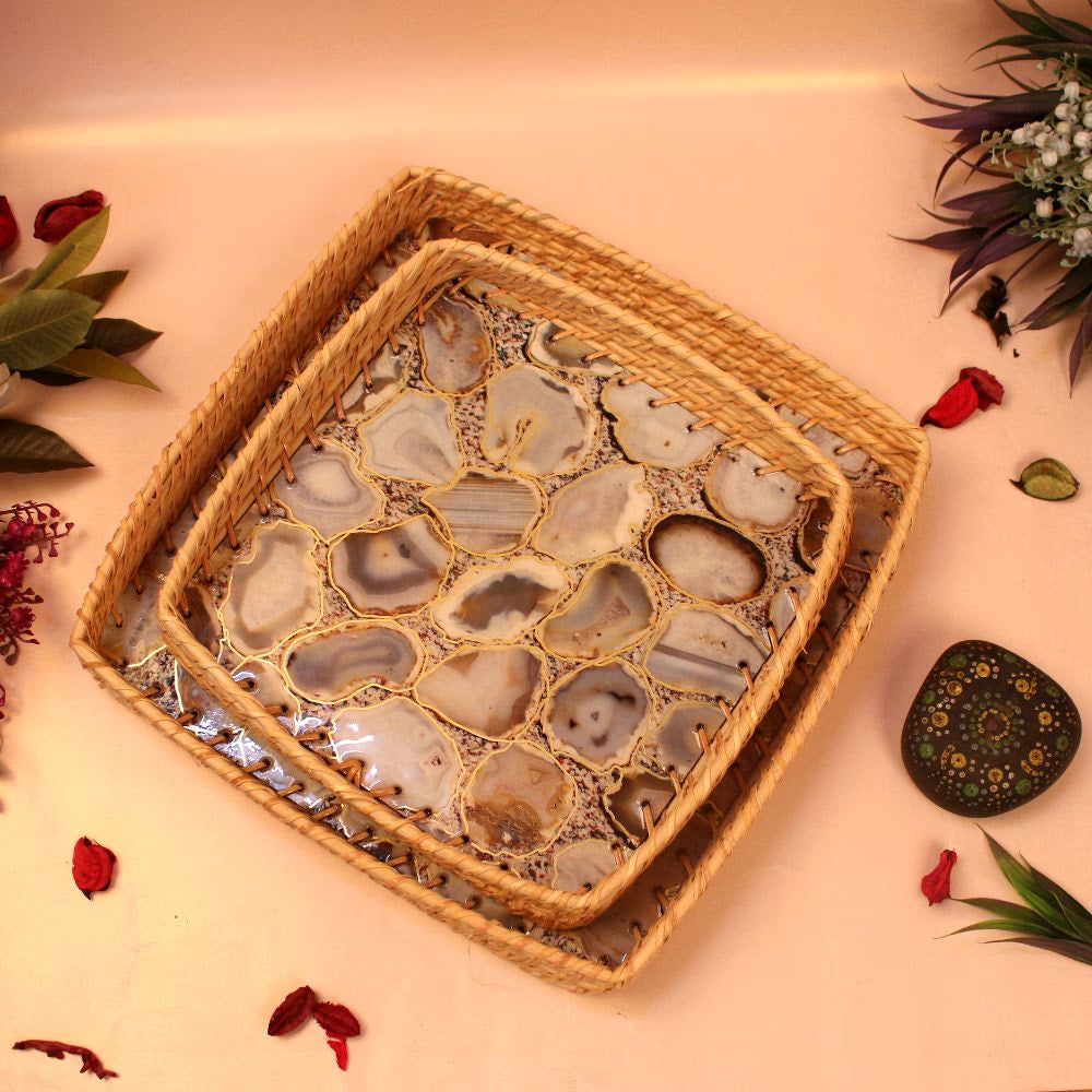 Handcrafted Printed Wooden Serving Tray – Decorative Multipurpose Serving Tray