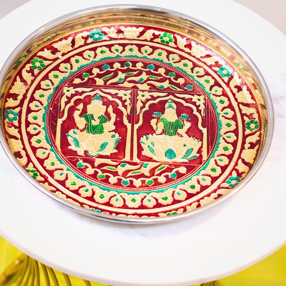 Steel Meenakari Plate 11"