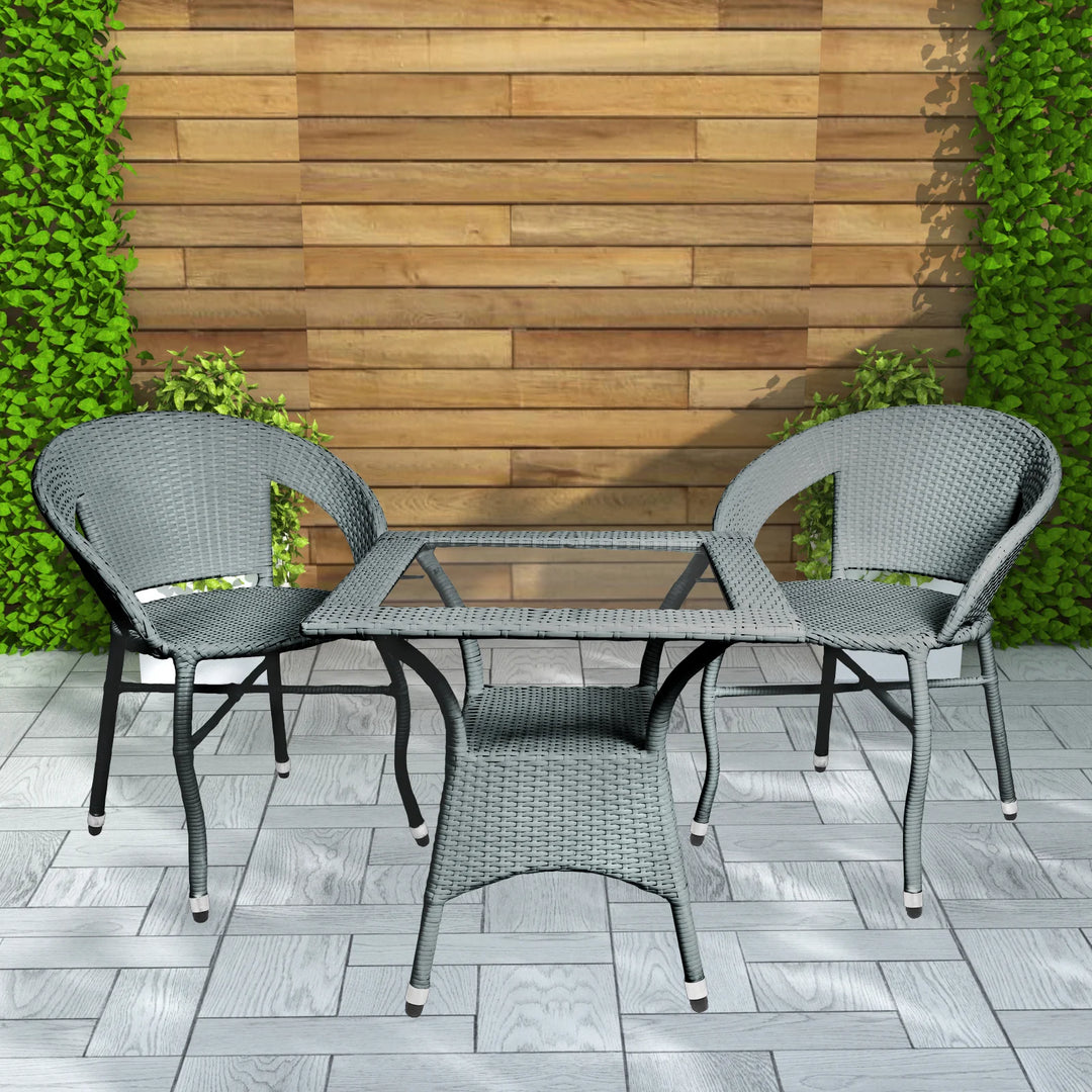 Outdoor Patio Seating Set – 2 Chairs & 1 Round Table