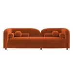 Modern Curved 3-Seater Sofa with Rounded Back & Bolster Cushions