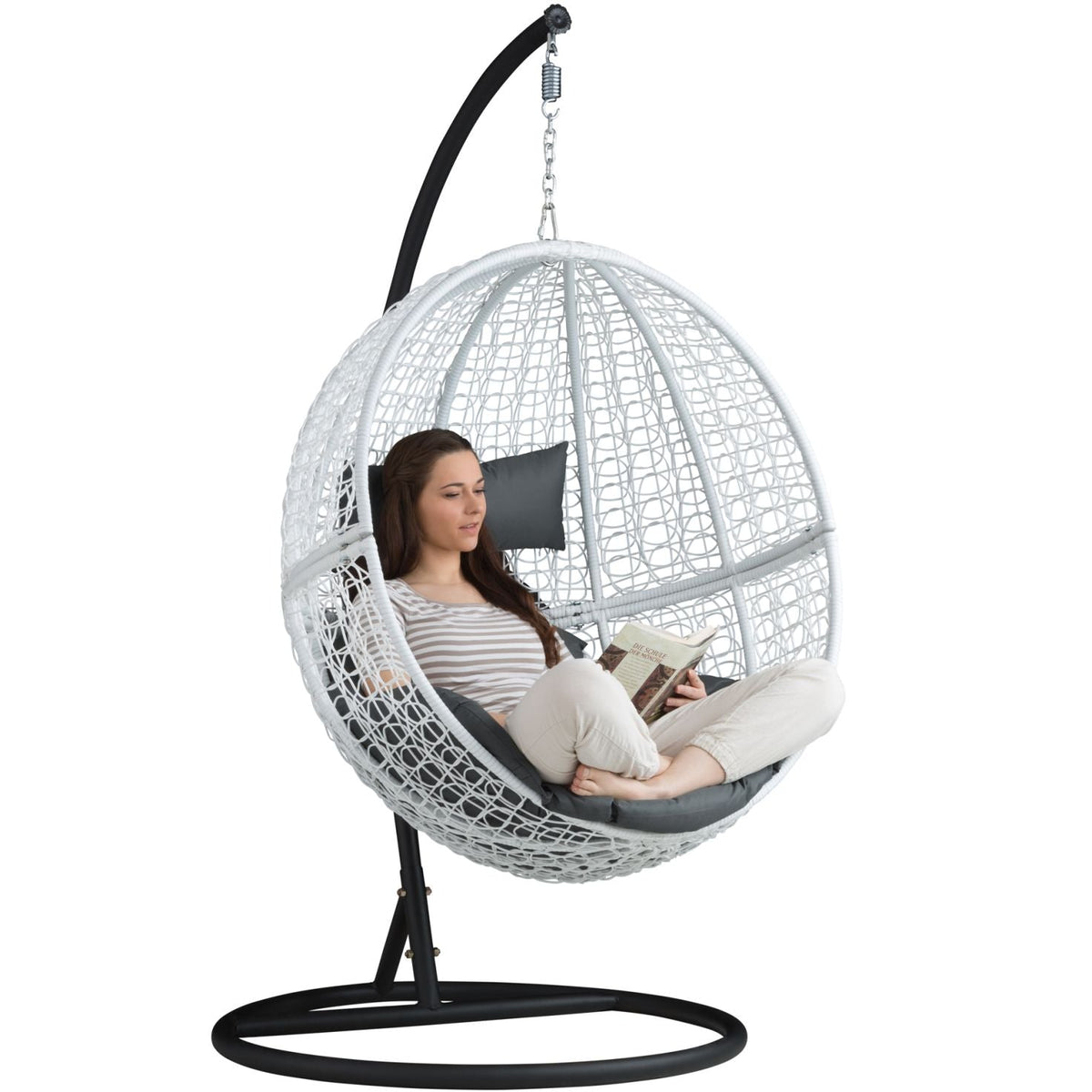 Hanging Egg Chair with Stand – Woven Outdoor Swing Chair