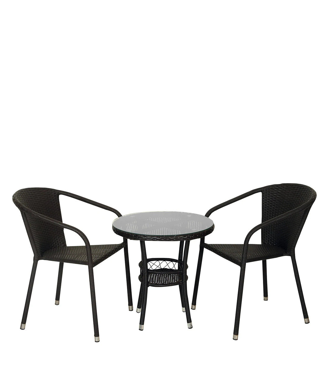 Outdoor Patio Dining Set – 2 Chairs & Round Table