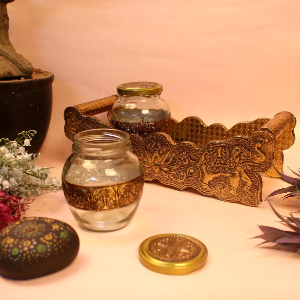 2 JAR ELEPHANT EMBOSE TRAY
