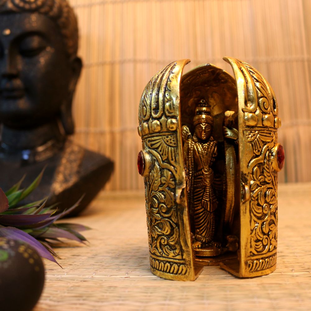 Handcrafted Metal Open to Close Ram Darbar – Foldable Divine Wall & Table Décor for Home Temple