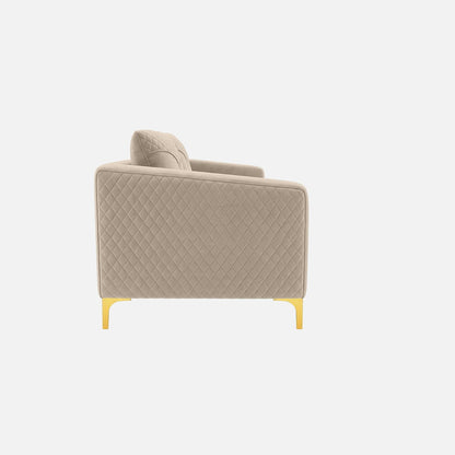 Modern Quilted 2-Seater Loveseat Sofa with Cushioned Backrest & Gold-Tone Legs