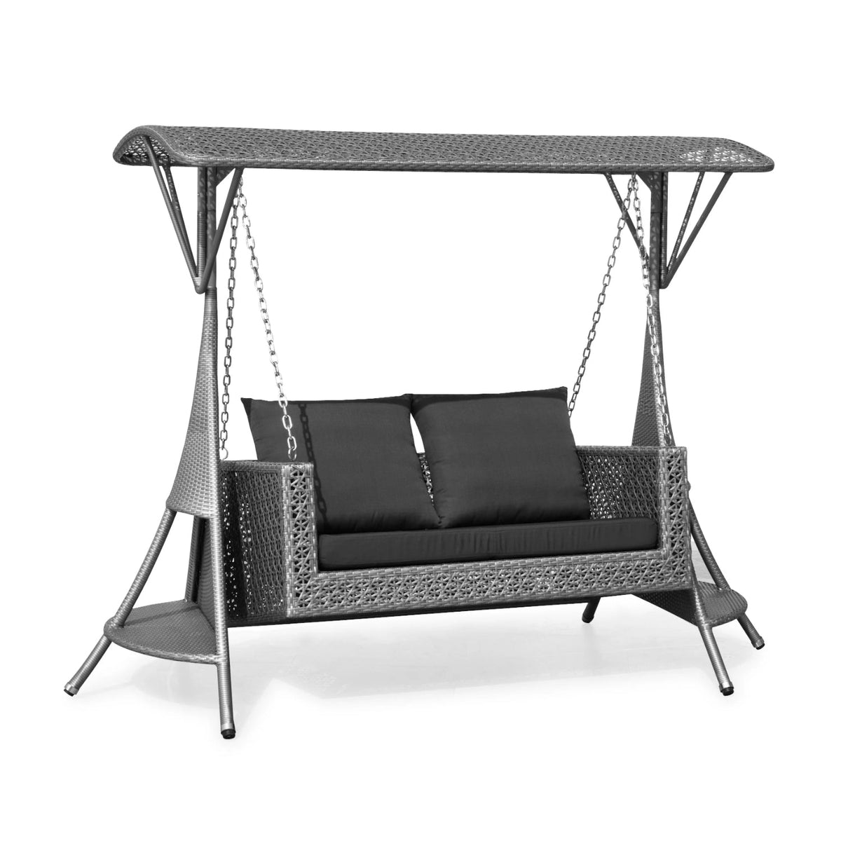 Outdoor Patio Swing with Canopy | Woven 2-Seater Porch Swing