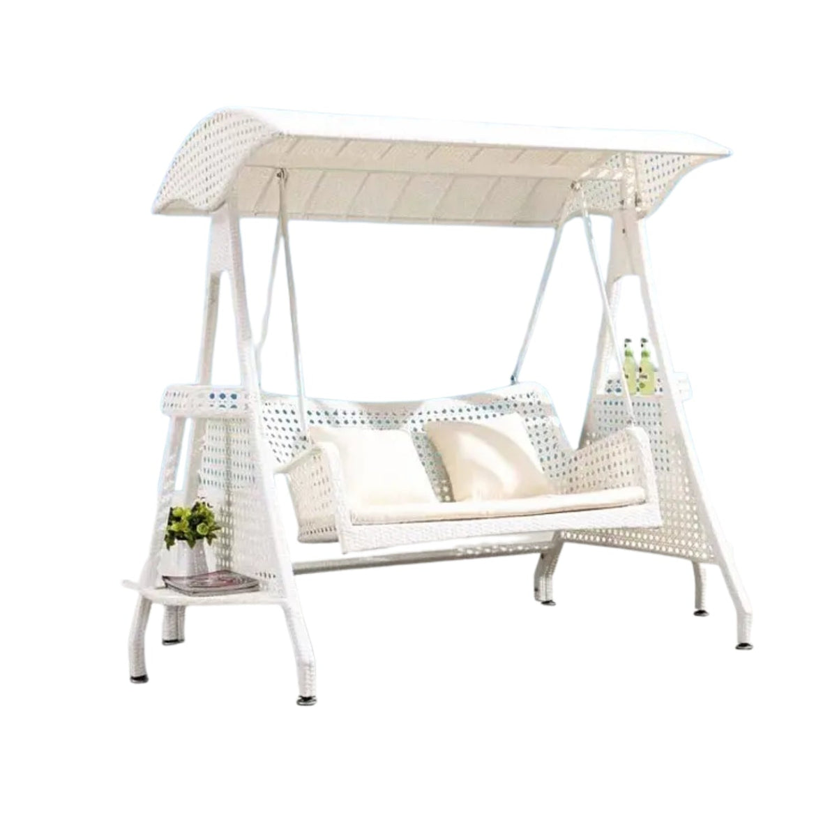 Outdoor Patio Swing with Canopy & Cushioned Seat