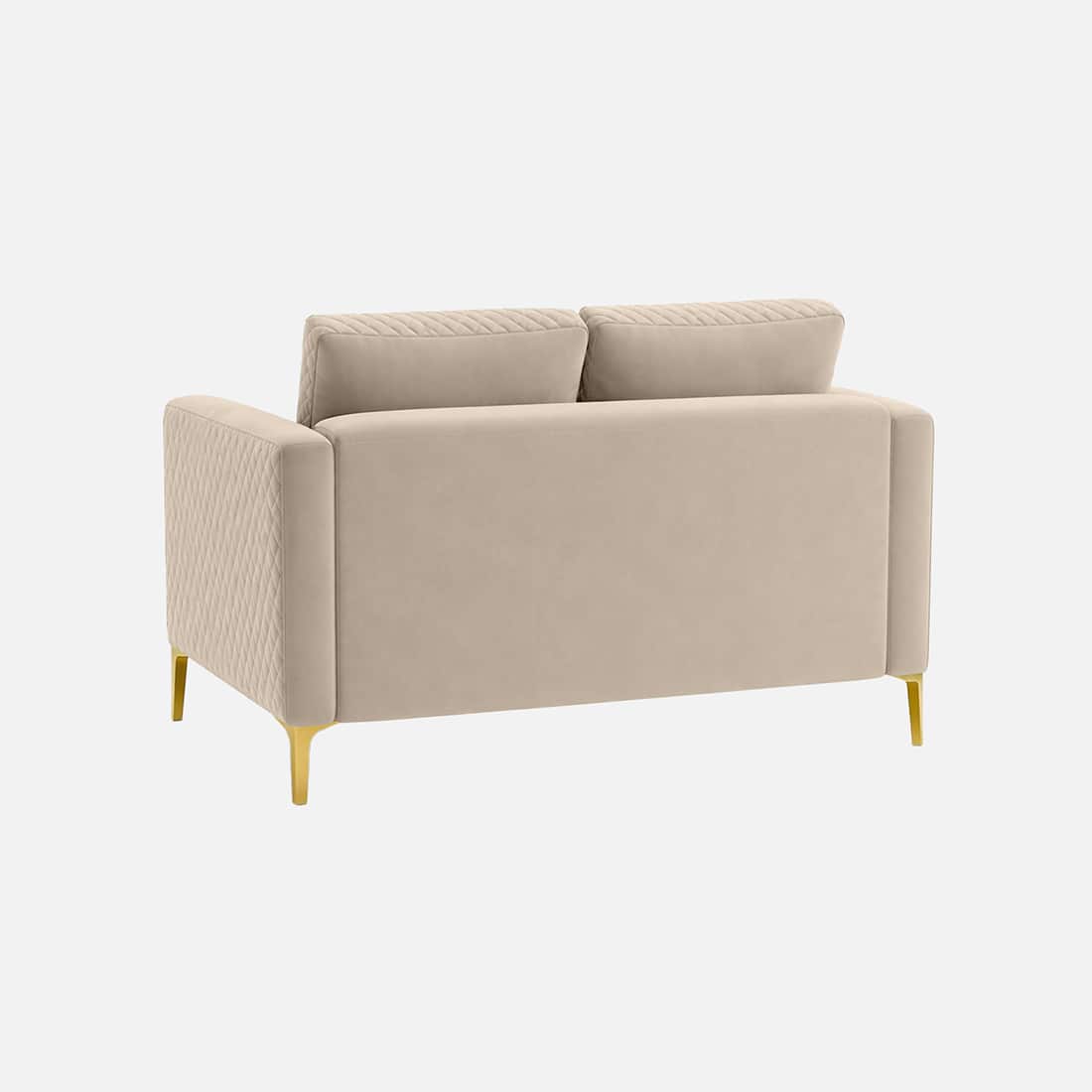Modern Quilted 2-Seater Loveseat Sofa with Cushioned Backrest & Gold-Tone Legs