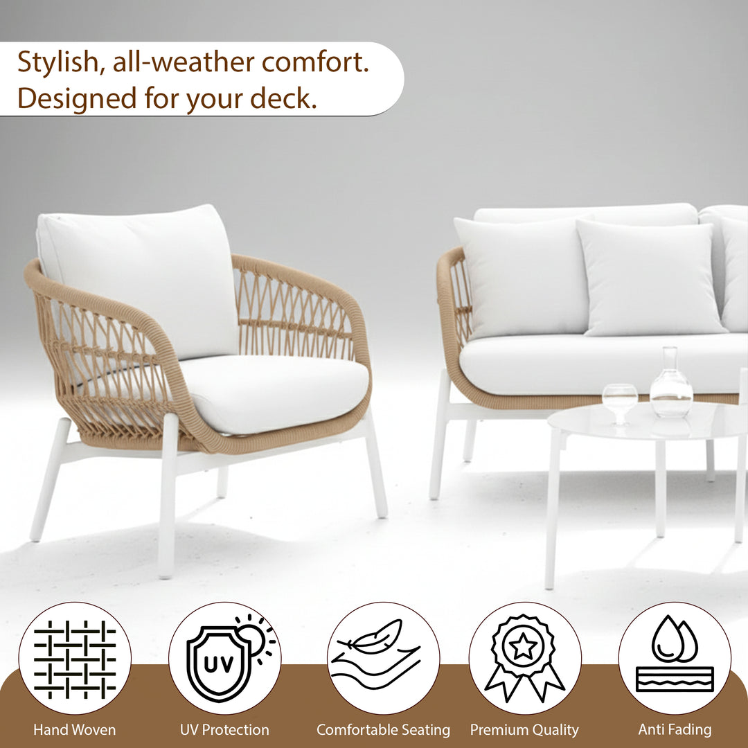 4-Piece Outdoor Patio Conversation Set with Cushioned Seating & Coffee Table