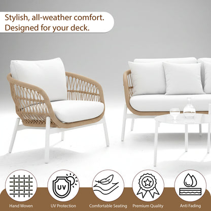 4-Piece Outdoor Patio Conversation Set with Cushioned Seating & Coffee Table