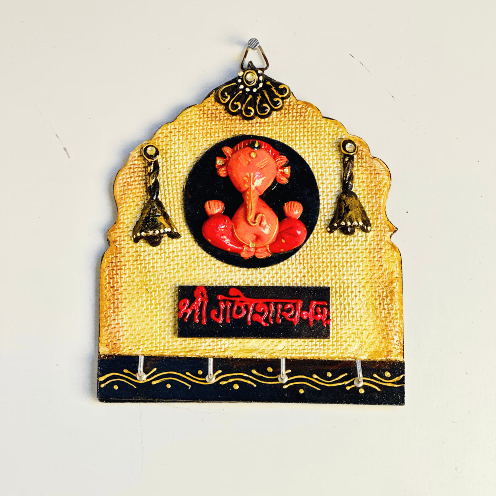 Kundan Ganesh Key Holder — Handcrafted Decorative Key Stand