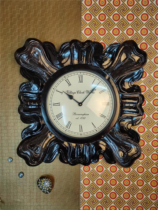 Wood Flower Wall Clock | 18×18×10 cm | Handcrafted Floral Home Decor