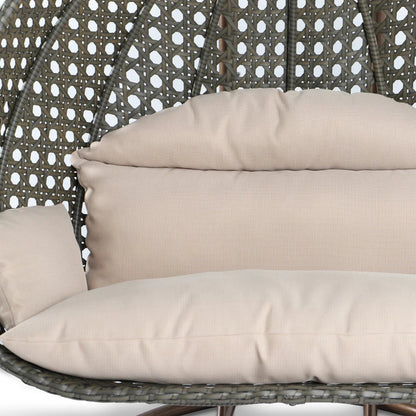 Outdoor Hanging Egg Chair with Stand & Cushioned Seat