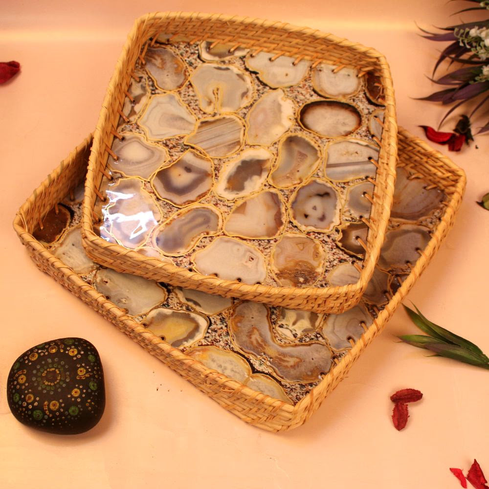 Handcrafted Printed Wooden Serving Tray – Decorative Multipurpose Serving Tray