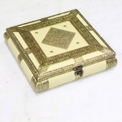 Resin Round Rajwadi Dry Fruit Box | 10×10 cm | Royal Indian Gifting