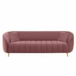 Modern Channel-Tufted Upholstered Sofa with Rounded Arms & Vertical Stitching