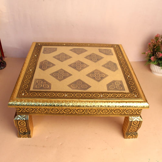 15x15 Wooden Regzin Wedding Bajot | Decorative Pooja Chowki | Handcrafted Wooden Chowki for Wedding & Religious Ceremonies