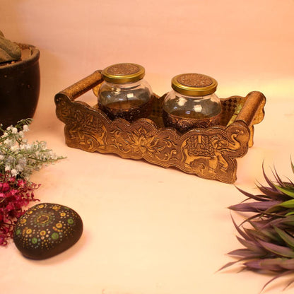 2 JAR ELEPHANT EMBOSE TRAY