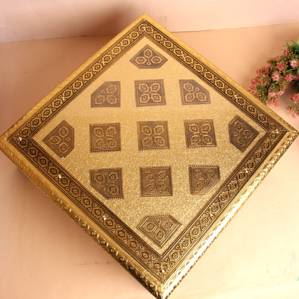 15x15 Wooden Regzin Wedding Bajot | Decorative Pooja Chowki | Handcrafted Wooden Chowki for Wedding & Religious Ceremonies