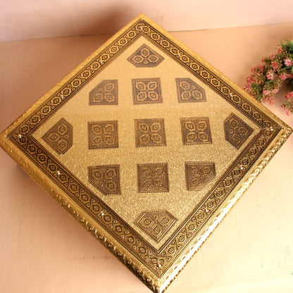 15x15 Wooden Regzin Wedding Bajot | Decorative Pooja Chowki | Handcrafted Wooden Chowki for Wedding & Religious Ceremonies