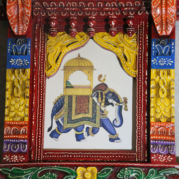 Wooden Jharokha With Painting 36''