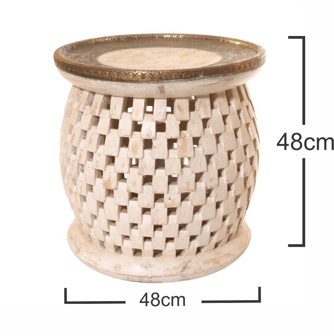 Handcrafted Barrel Style Cutting Work Side Table & Stool – Premium Wooden Accent Furniture