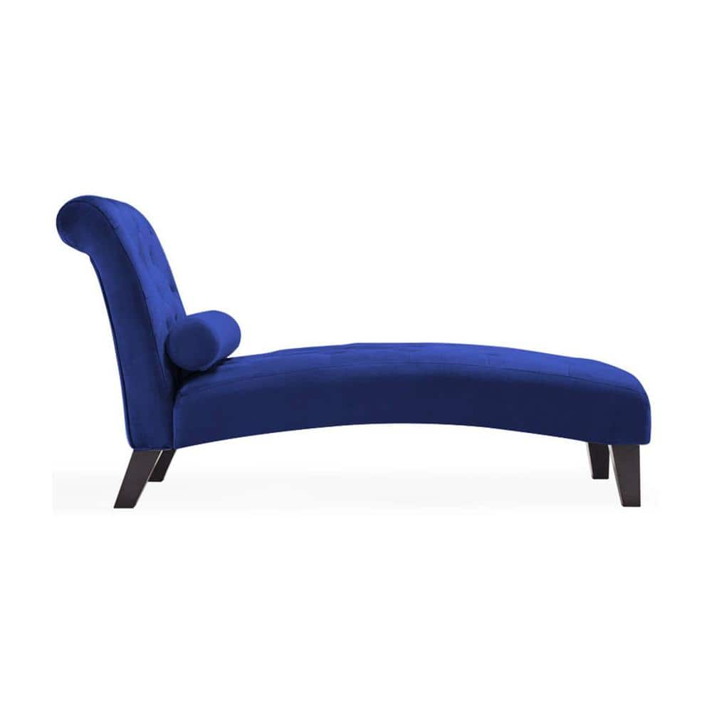 Tufted Chaise Lounge Chair with Bolster Pillow & Padded Seat